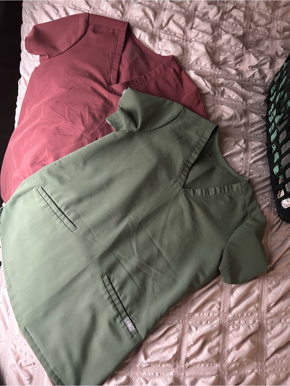 Figs Women's Olive Green & Rose Scrub Tops